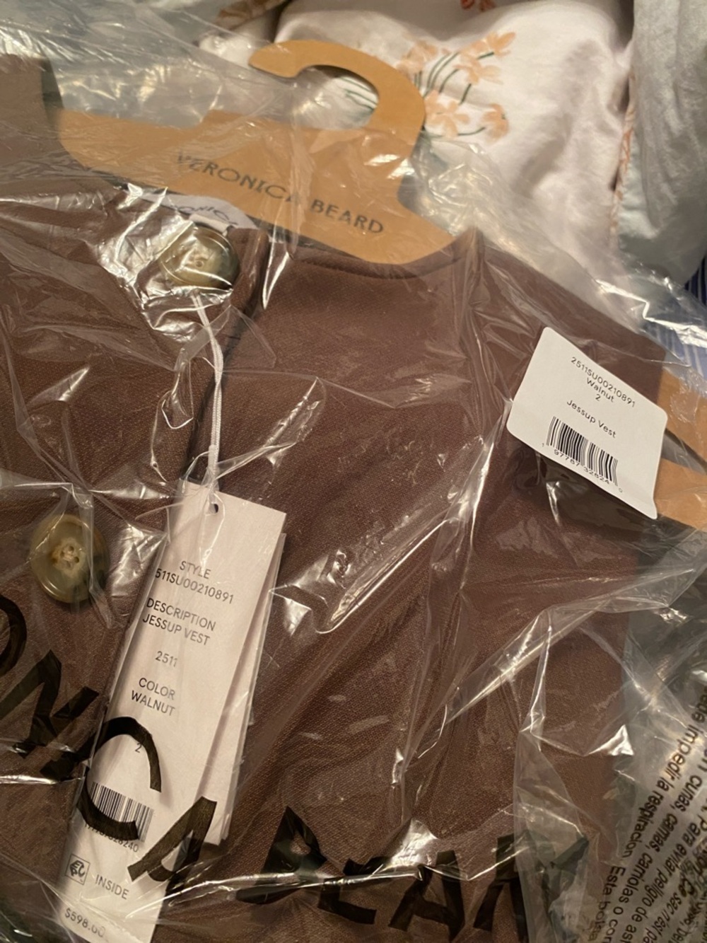 Veronica Beard Jessup Sleeveless Brown Tailored Vest size 2 - Picture 5 of 6